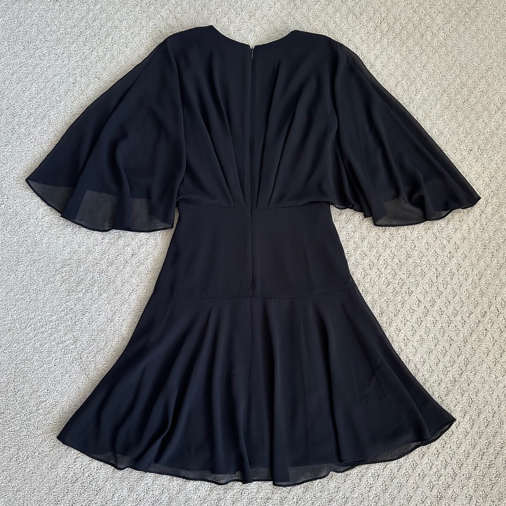 Alex Marie Carissa Chiffon Flutter Sleeve V-Neck Dress Black 2 Classic Party NWT - Picture 9 of 15